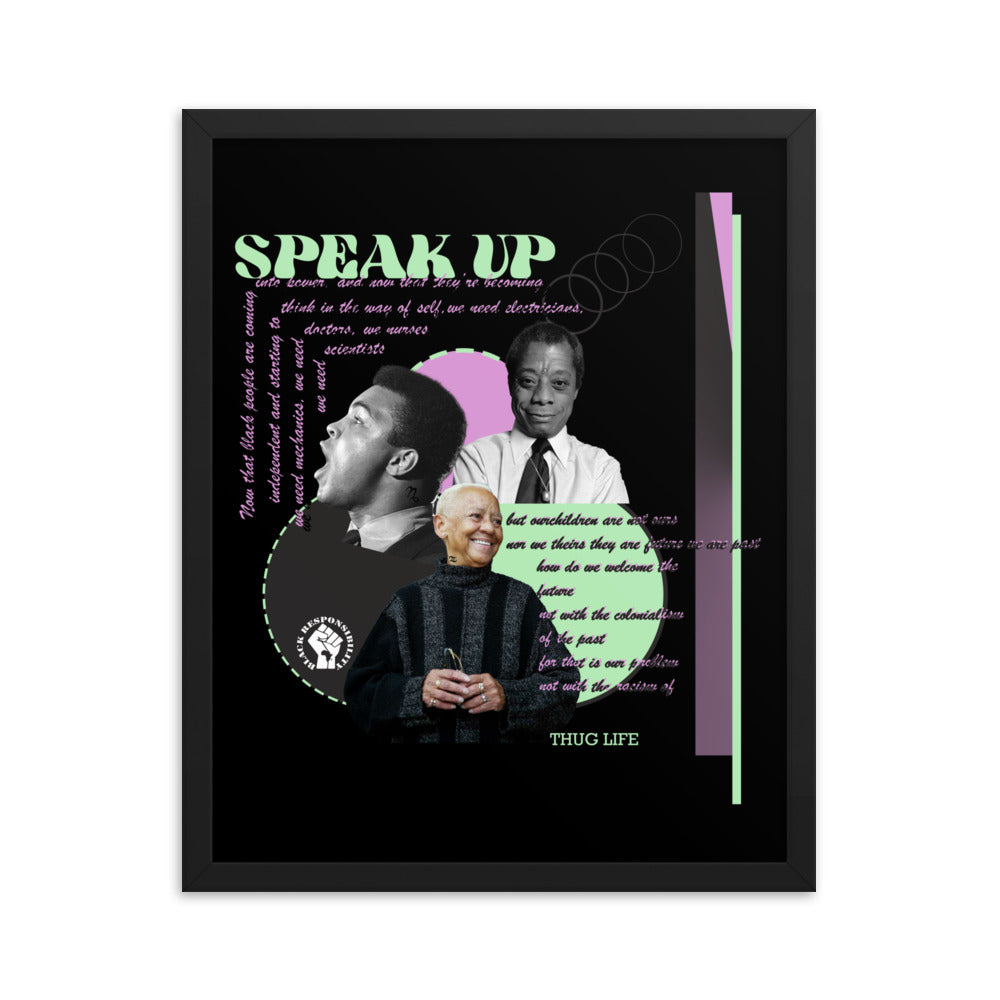 Speak Up Framed Black Poster (black)