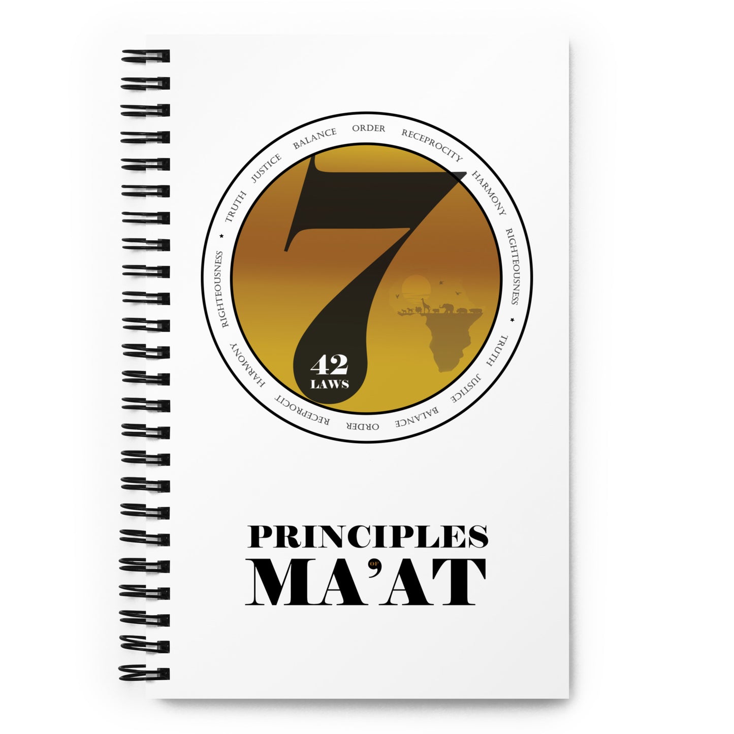 Principle of Ma'at Spiral Notebook (white)