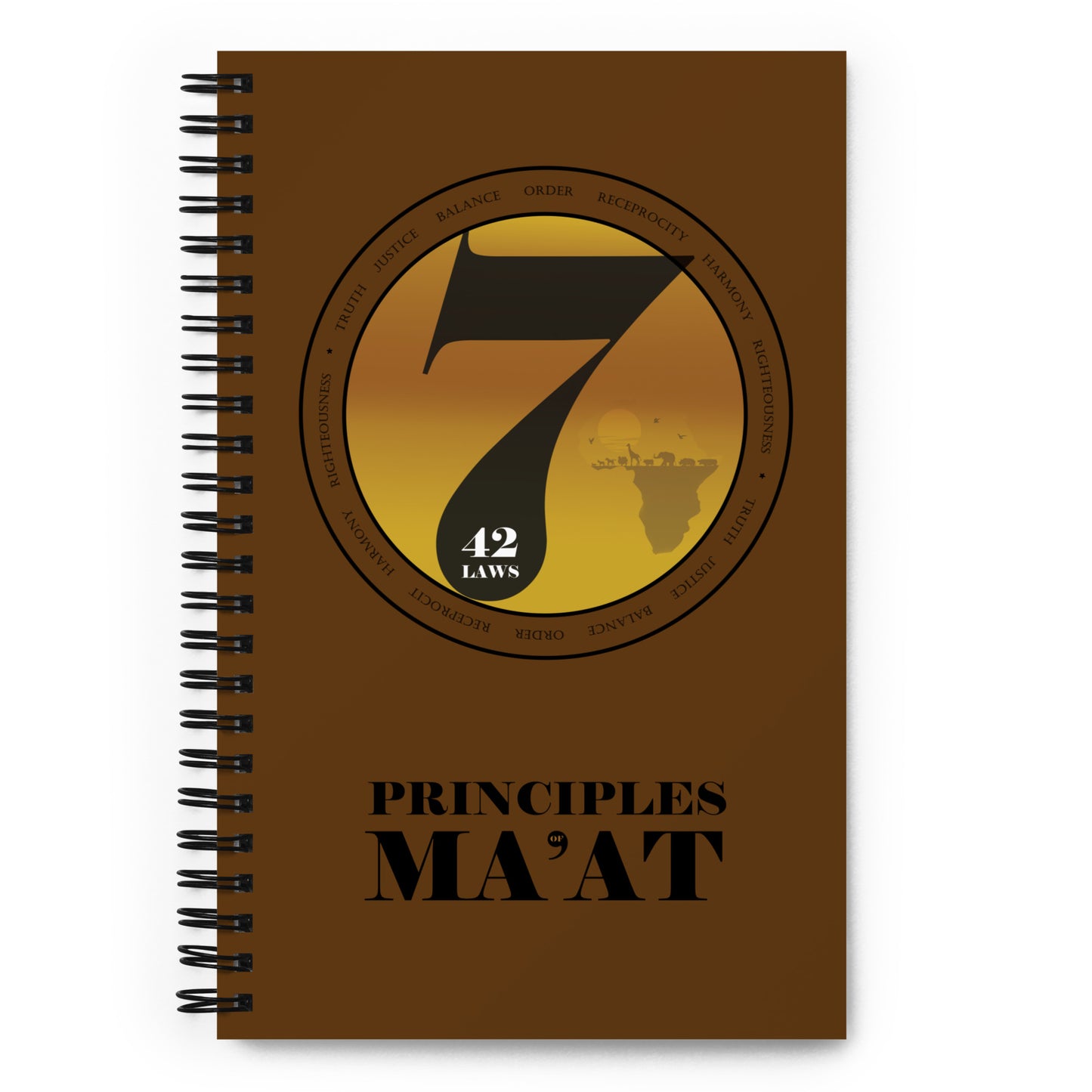 Principles of Ma'at Spiral Notebook (brown)