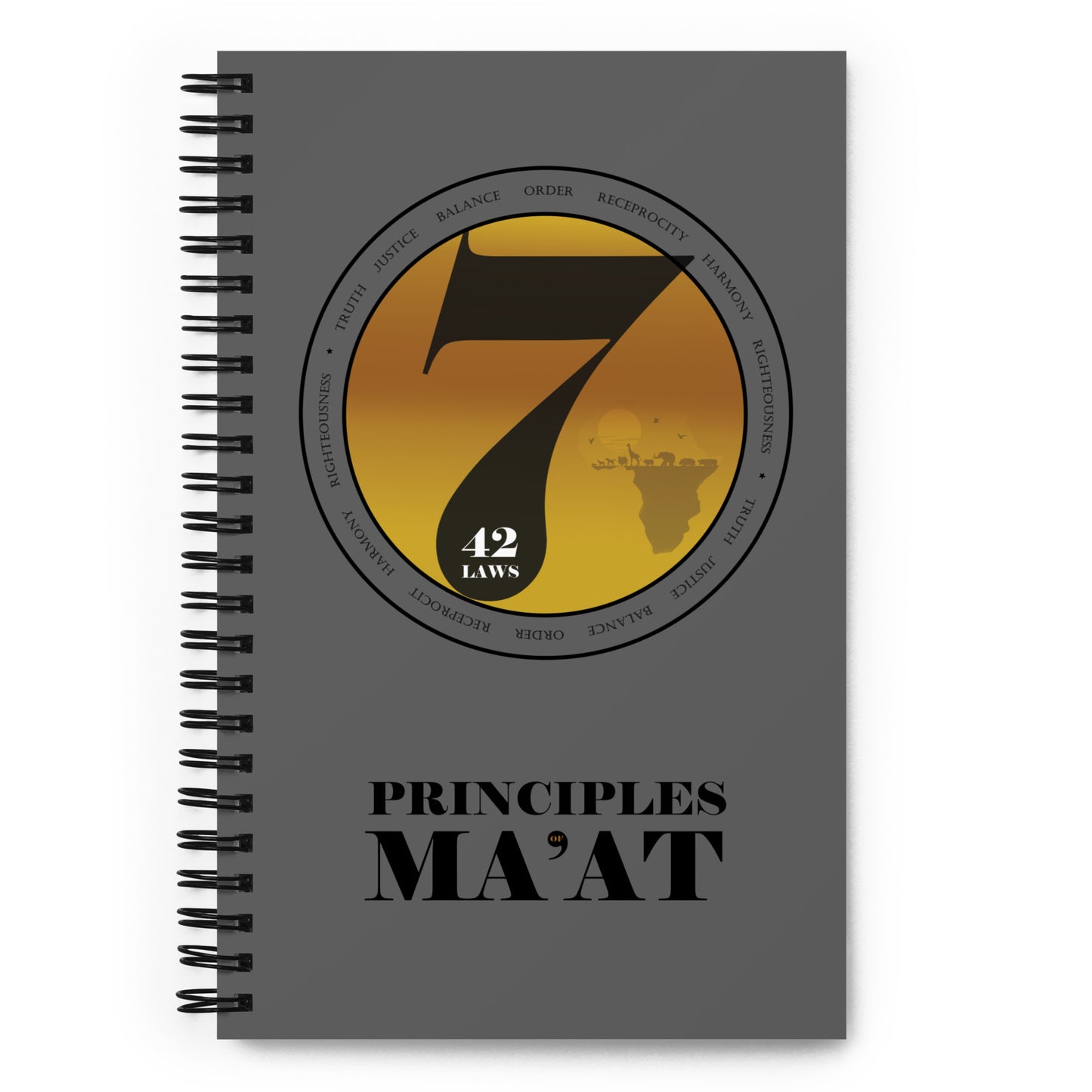 Principle of Ma'at Spiral Notebook (grey)