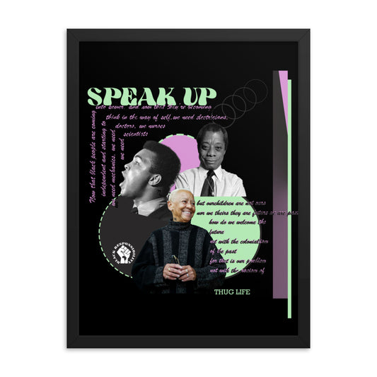 Speak Up Framed Black Poster (black)