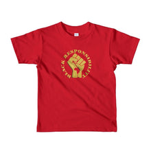 Load image into Gallery viewer, Toddler Black Responsibility Tee (Metallic Gold)